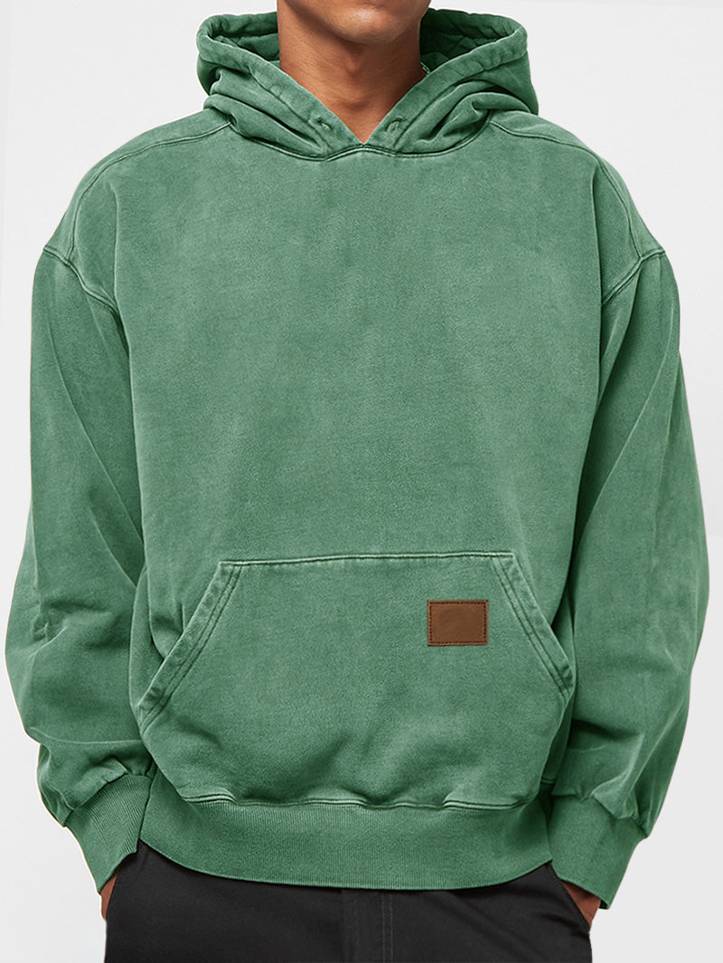 Men's 100% Cotton Washed, Distressed, Vintage Casual Logo Hooded Sweatshirt