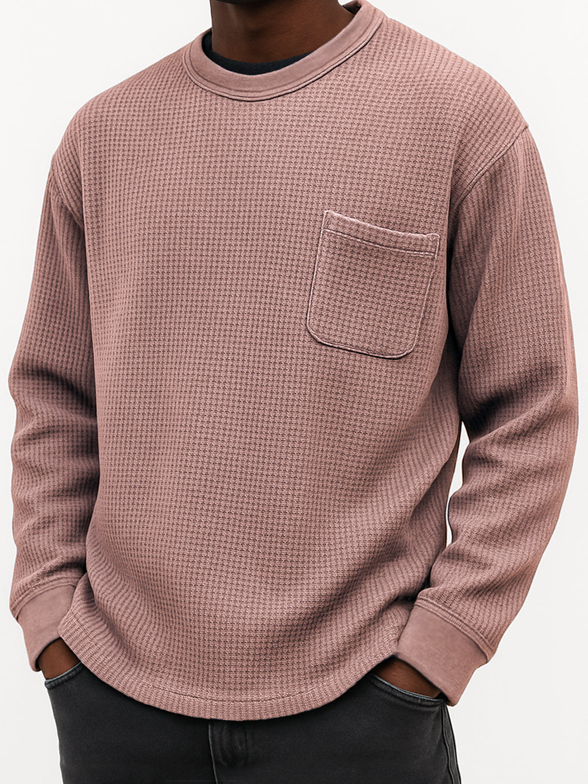 Men's Stylish Waffle Comfort Casual Pocket Everyday Sweatshirt