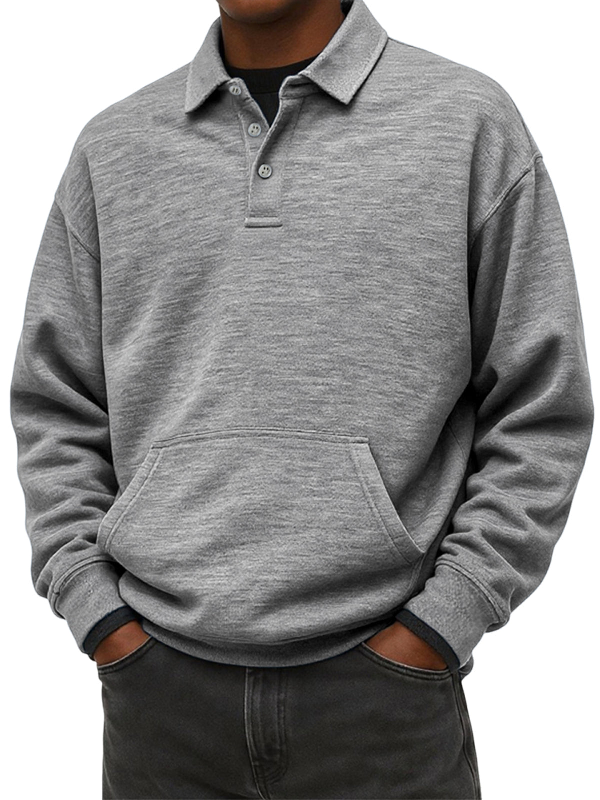 Men's Stylish Heavyweight Comfort Lapel Sweatshirt with Slip Pockets