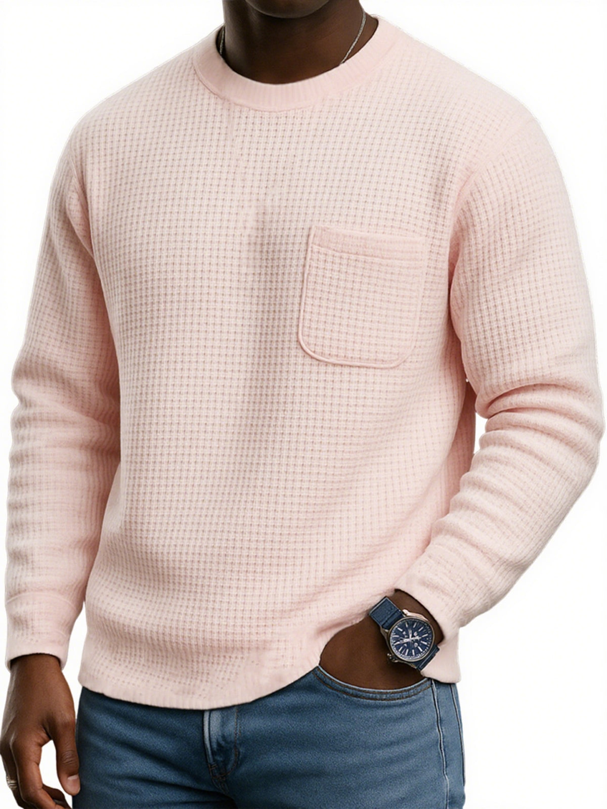 Men's Stylish Waffle Casual Pocket Sweatshirt