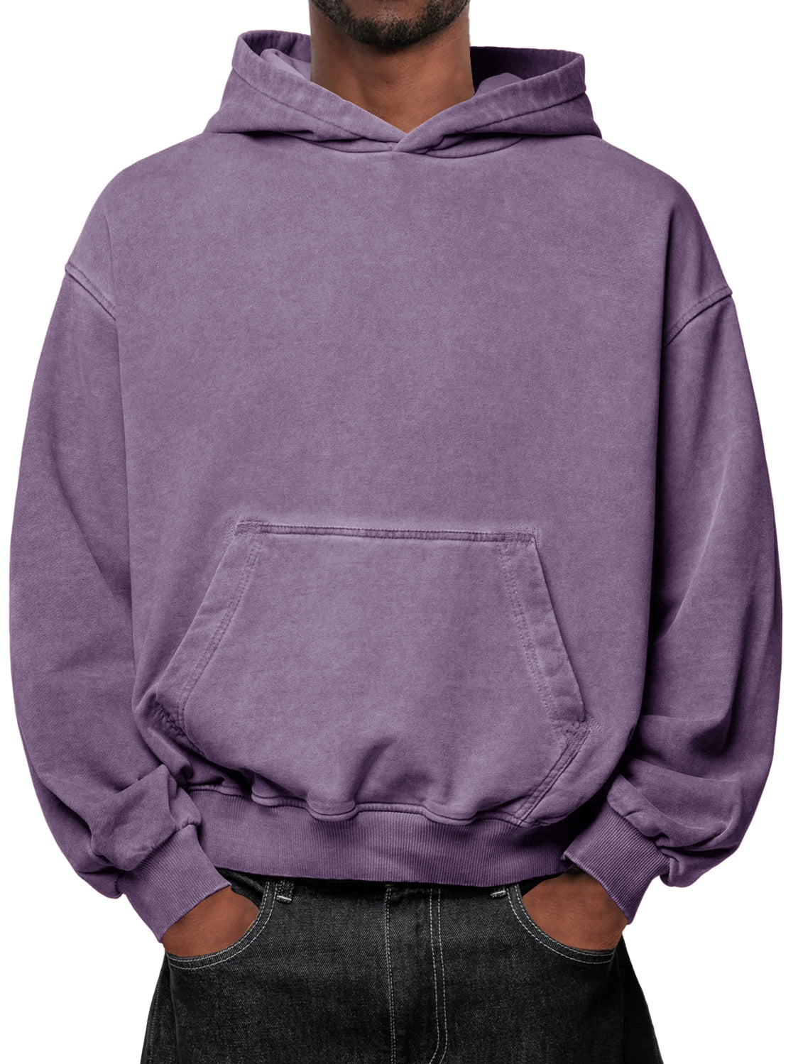 Men's Washed Distressed Vintage Hooded Sweatshirt