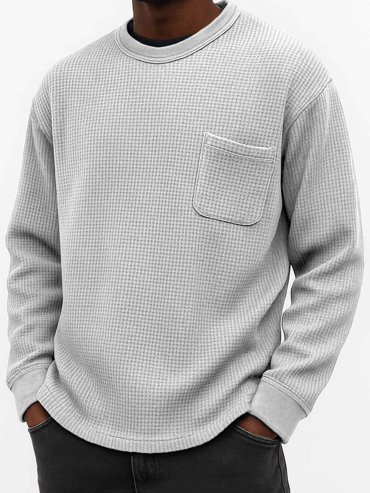 Men's Stylish Waffle Comfort Casual Pocket Everyday Sweatshirt