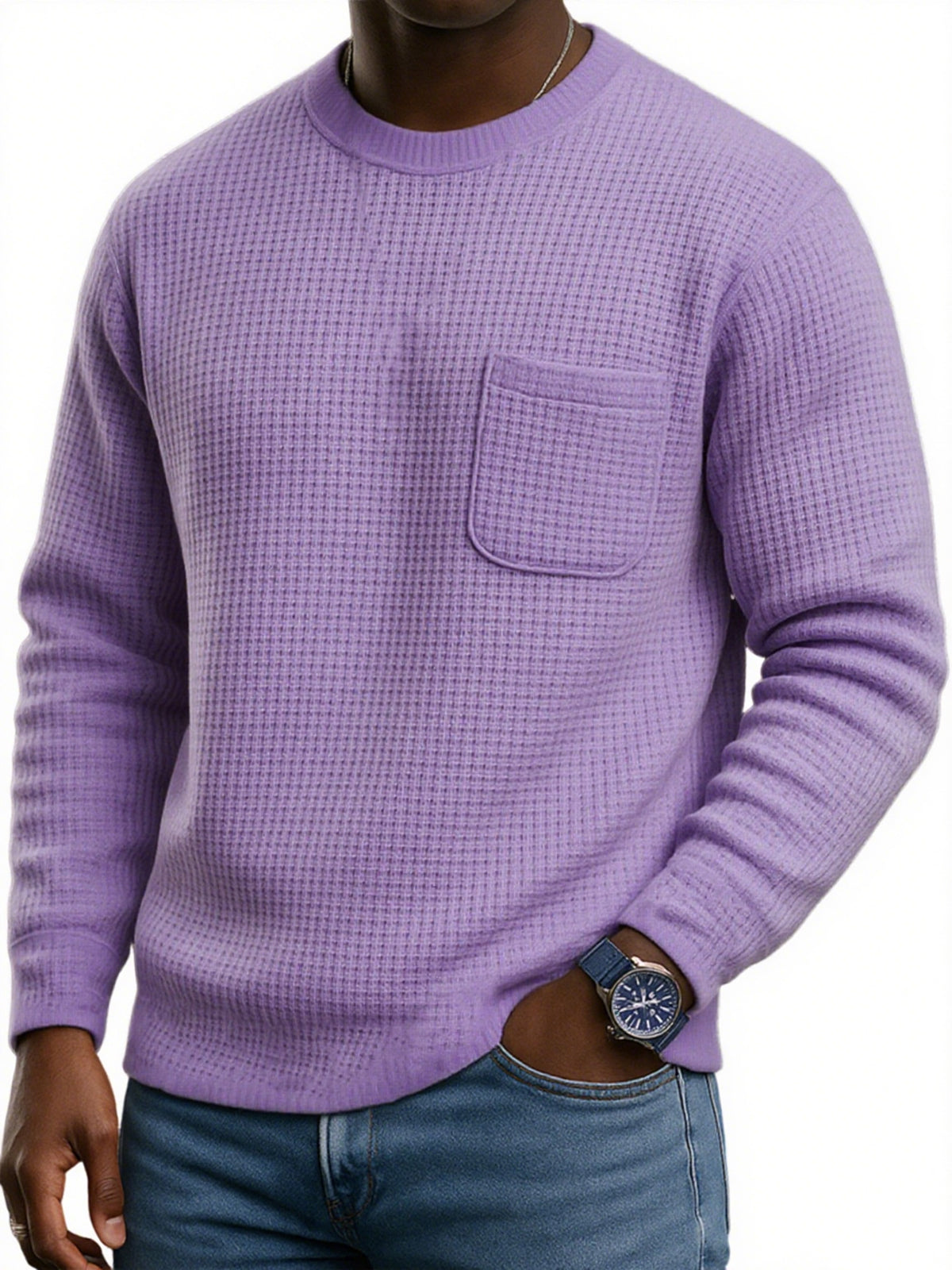 Men's Stylish Waffle Casual Pocket Sweatshirt