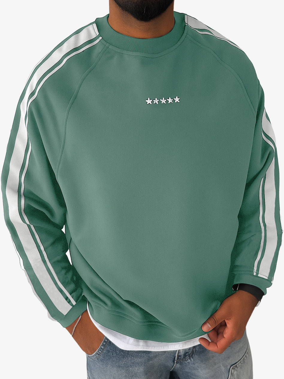 Men's Stylish Striped Contrast Crewneck Sweatshirt