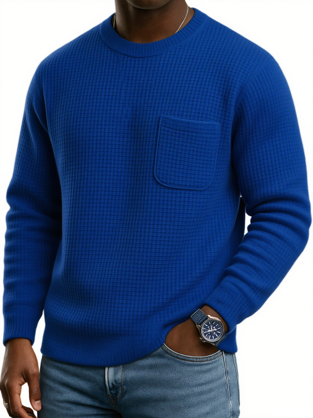 Men's Stylish Waffle Casual Pocket Sweatshirt