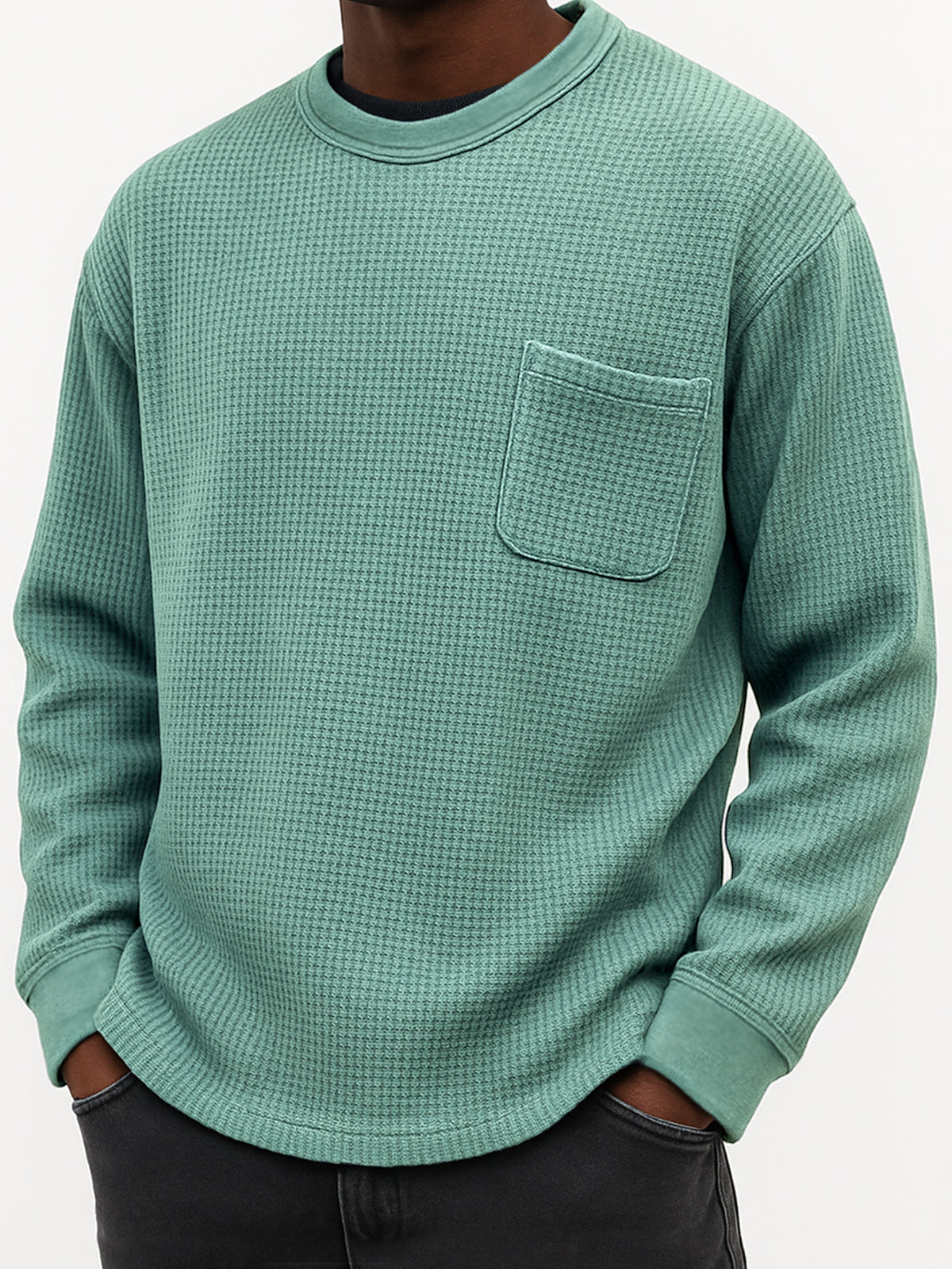 Men's Stylish Waffle Comfort Casual Pocket Everyday Sweatshirt